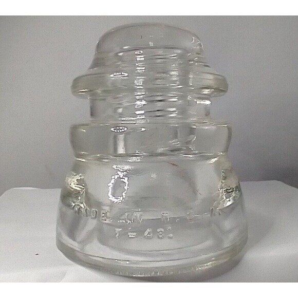 Vintage Hemingray #45 Made in USA 7-48 Clear Glass Insulator _ read description - Picture 4 of 8
